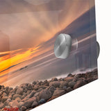 Acrylic print of abstract Acadia landscape in blue and green tones, ideal for dining room art.