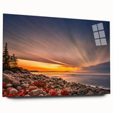 Acrylic print of Acadia National Park with vibrant green and blue hues, ideal for bedroom or dining room art.
