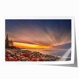 Acadia National Park landscape with muted earth tones on a rolled canvas, suitable for art wall dining room.