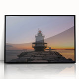 Large abstract wall art depicting a Maine landscape in muted earth tones, framed in black acrylic.