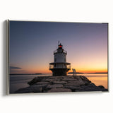 Framed canvas of a Maine landscape in muted colors, ideal for living room or office decor.