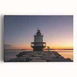 Black and white photograph of a Maine coastline on large stretched canvas, ideal for kitchen wall art.