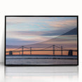 Large abstract wall art depicting Baltimore's skyline in muted gray and blue tones on a framed acrylic.