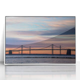 Art deco poster of Baltimore skyline in muted gray and blue tones on framed acrylic, ideal for modern art wall decor.