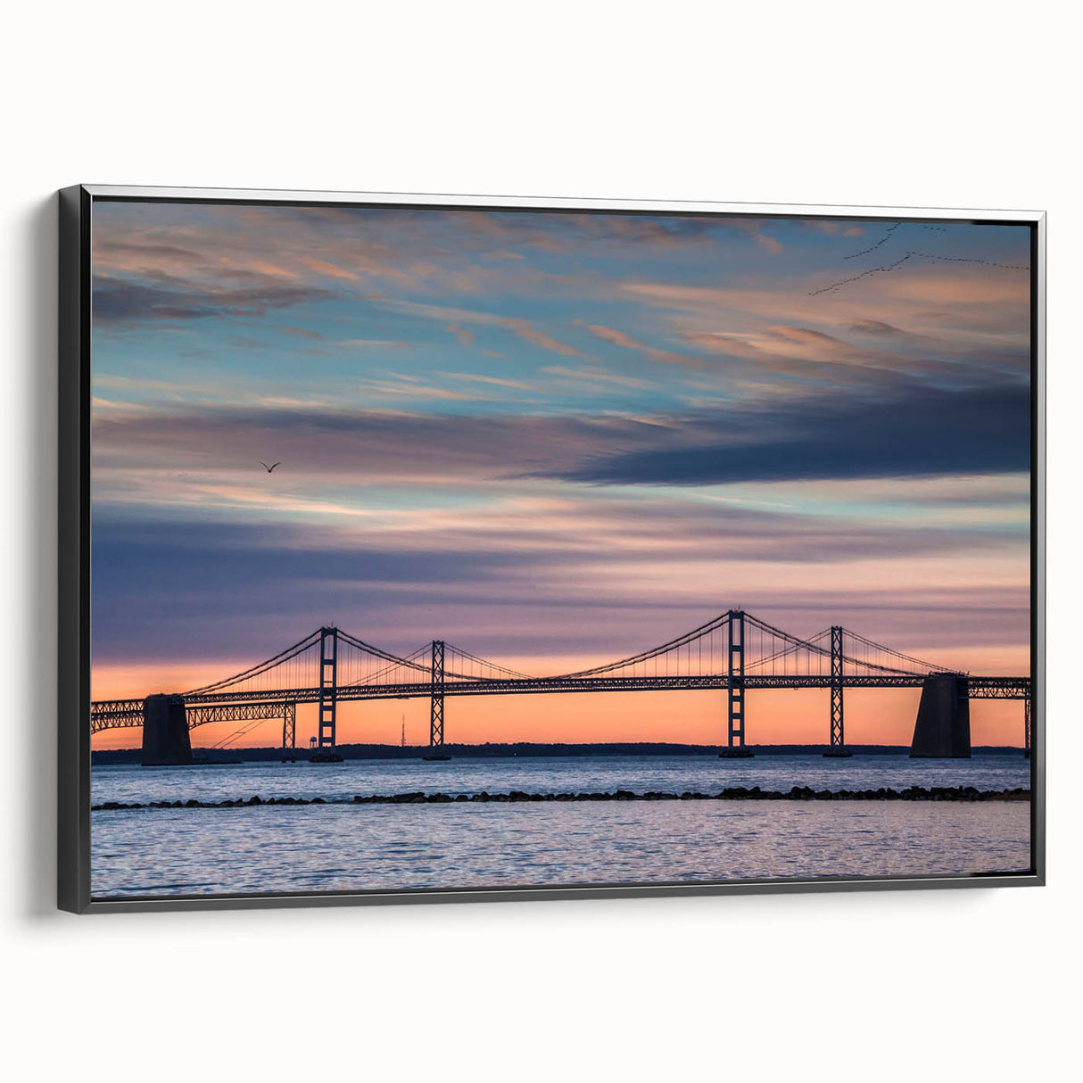 Black and white framed canvas featuring vintage poster art of the Baltimore skyline, ideal for bedroom wall decor.
