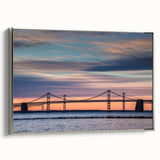 Framed canvas of vintage-style Baltimore landscape painting with vibrant colors on a black background.