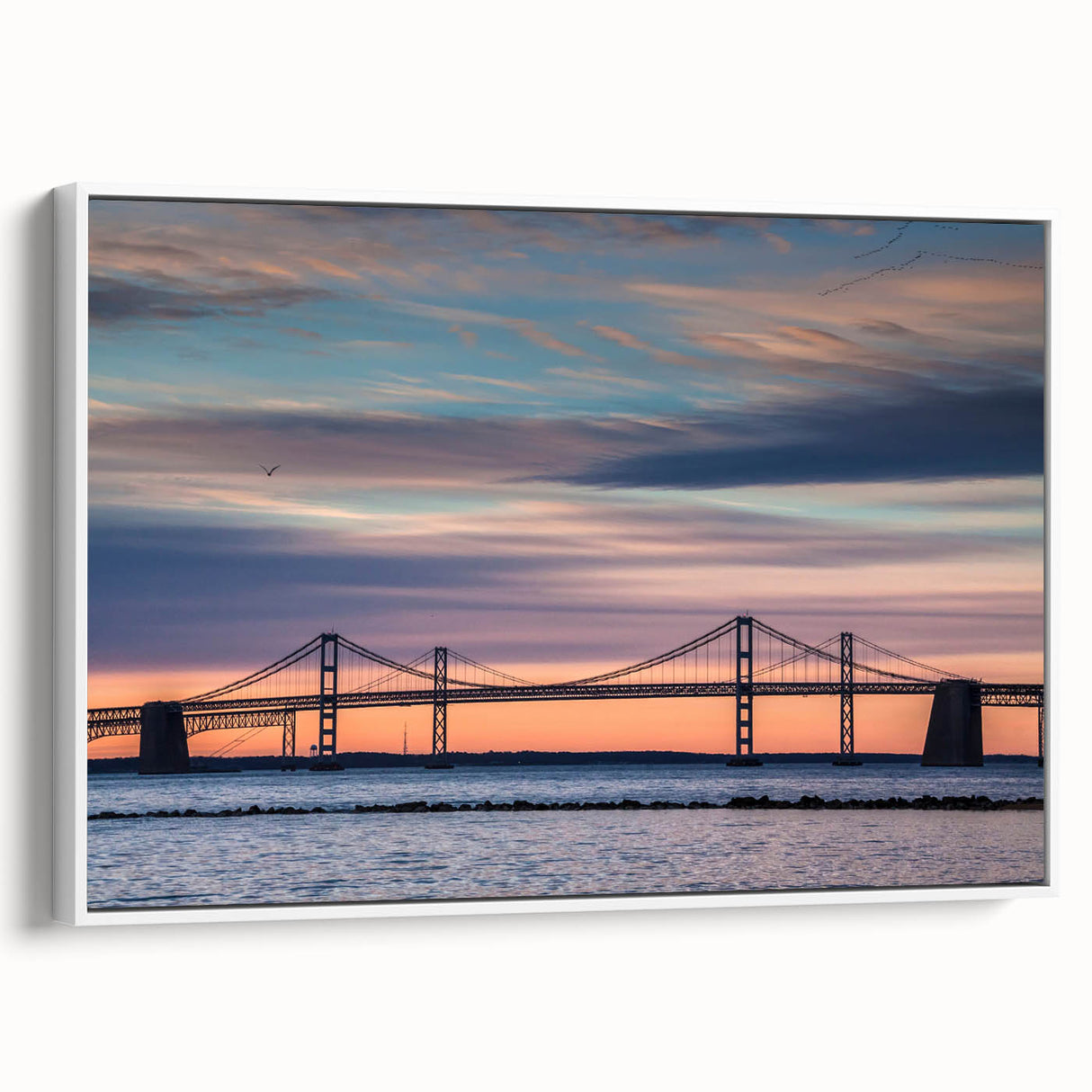 Vintage poster art of Baltimore skyline on framed canvas, featuring colorful art in extra large size.