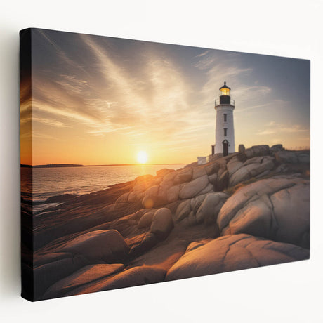 Side view of a stretched canvas depicting Cape Cod scenery in muted blue and green tones, suitable for kitchen wall decor.