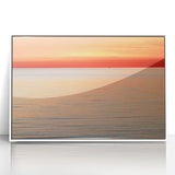 Acrylic print of Nantucket landscape in art deco style with soft blue and white tones, ideal for modern nursery wall art.