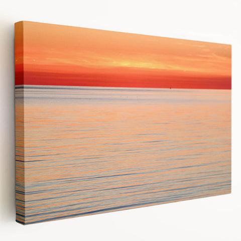 Large art of Nantucket scenery in muted blue and green hues on stretched canvas, ideal for kitchen wall art.