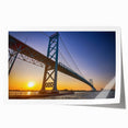 Extra large rolled print of Detroit skyline in muted gray and blue tones, ideal for art wall dining room.