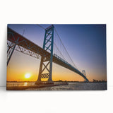 Black and white stretched canvas of Detroit skyline, ideal for kitchen wall art or bedroom ambiance.
