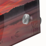 Abstract landscape of Michigan's Upper Peninsula in muted earth tones on acrylic glass, ideal for dining room art.