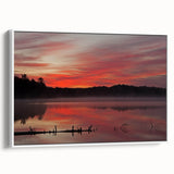 Vintage poster art of Michigan Upper Peninsula in colorful hues on a large framed canvas, ideal for living room decor.