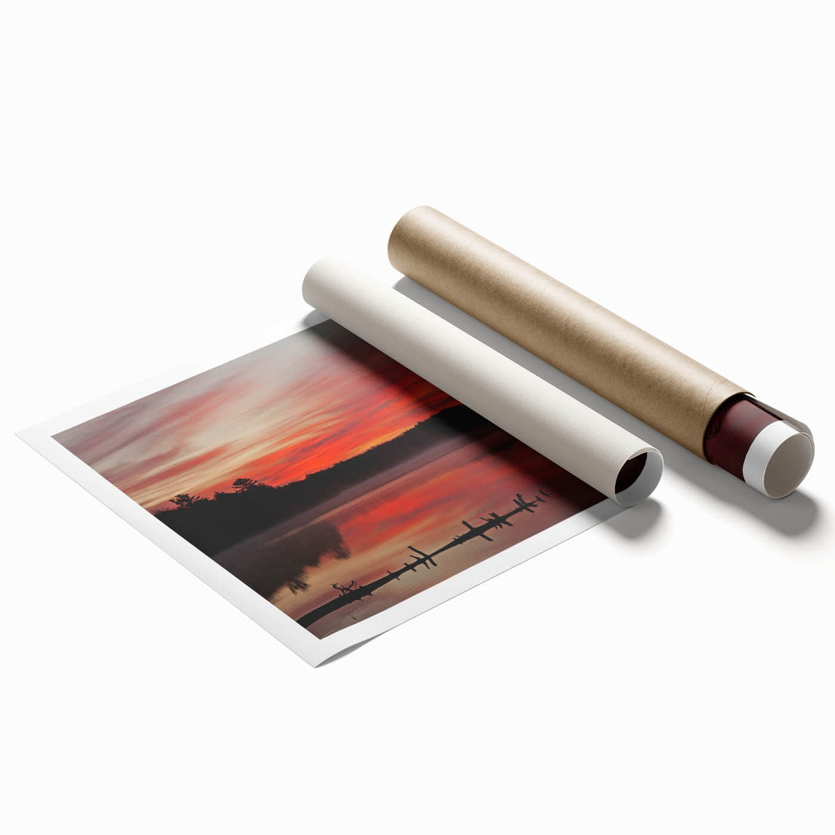 Extra large rolled print of Michigan's Upper Peninsula with vibrant green and blue floral scenery.