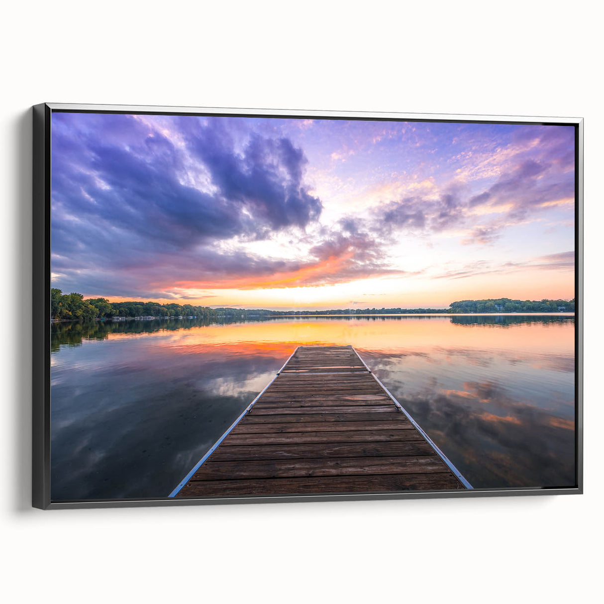 Black and white landscape art painting of a Minnesota scenery on a framed canvas, ideal for bedroom wall decor.