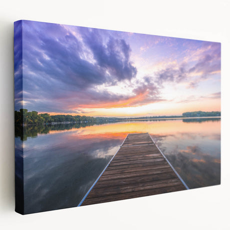 Side view of a stretched canvas depicting the Minnesota landscape in muted earth tones, ideal for kitchen wall art.
