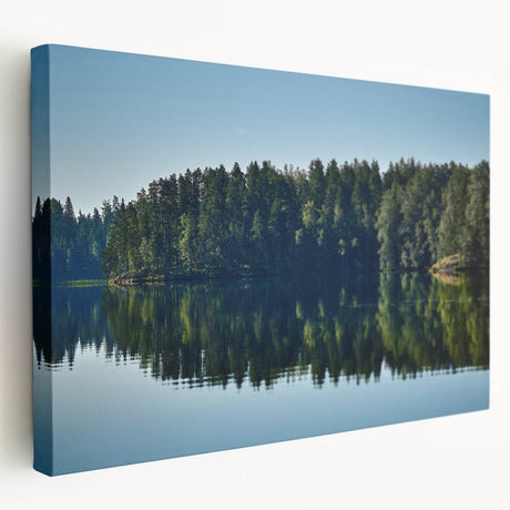 Large art print of a Mississippi river scene, using muted blues and greens on stretched canvas, ideal for kitchen wall art.