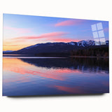 Large abstract wall art of Montana scenery on acrylic, featuring muted earth tones, ideal for bedroom or dining room decor.