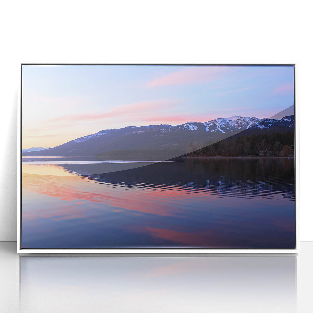 Framed acrylic print of a serene Montana landscape in muted earth tones, ideal for modern art wall decor.
