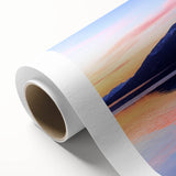 Art deco style poster of Montana landscape on rolled canvas, featuring muted earth tones, ideal for nursery wall art.