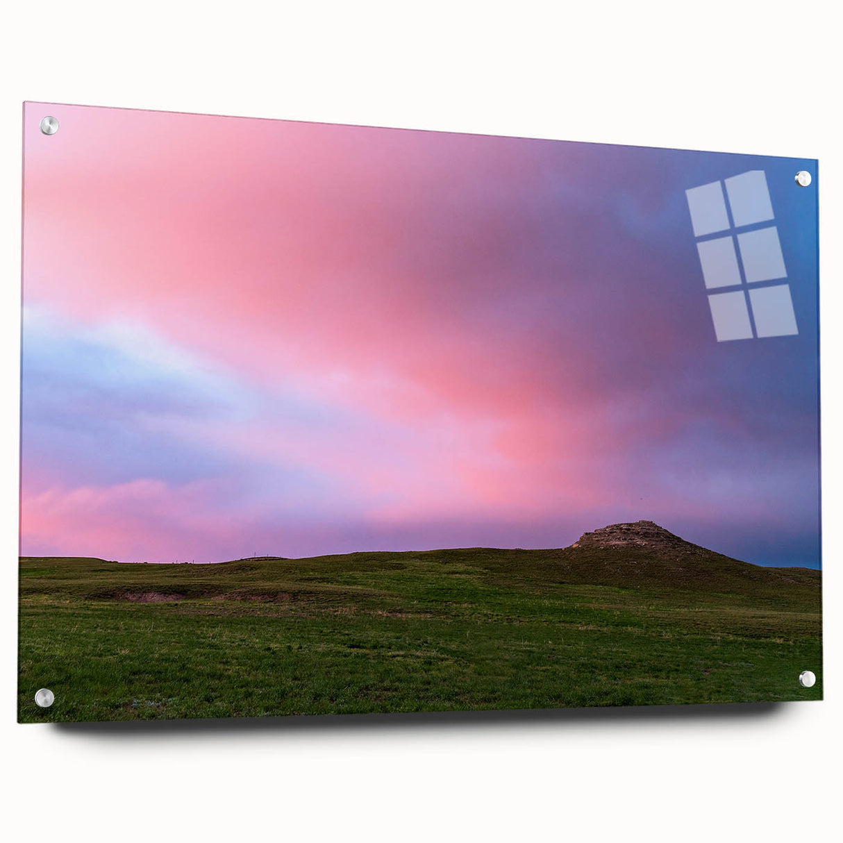 Acrylic print of a large abstract wall art depicting Nebraska scenery, suitable for bedroom or dining room decor.