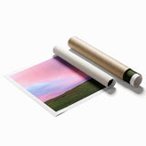 Extra large rolled print of a Nebraska landscape with vibrant green and blue tones, ideal for classy bathroom wall art.