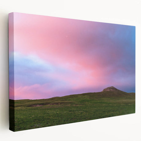 Large art depicting a Nebraska landscape on stretched canvas, featuring muted earth tones, ideal for kitchen wall decor.