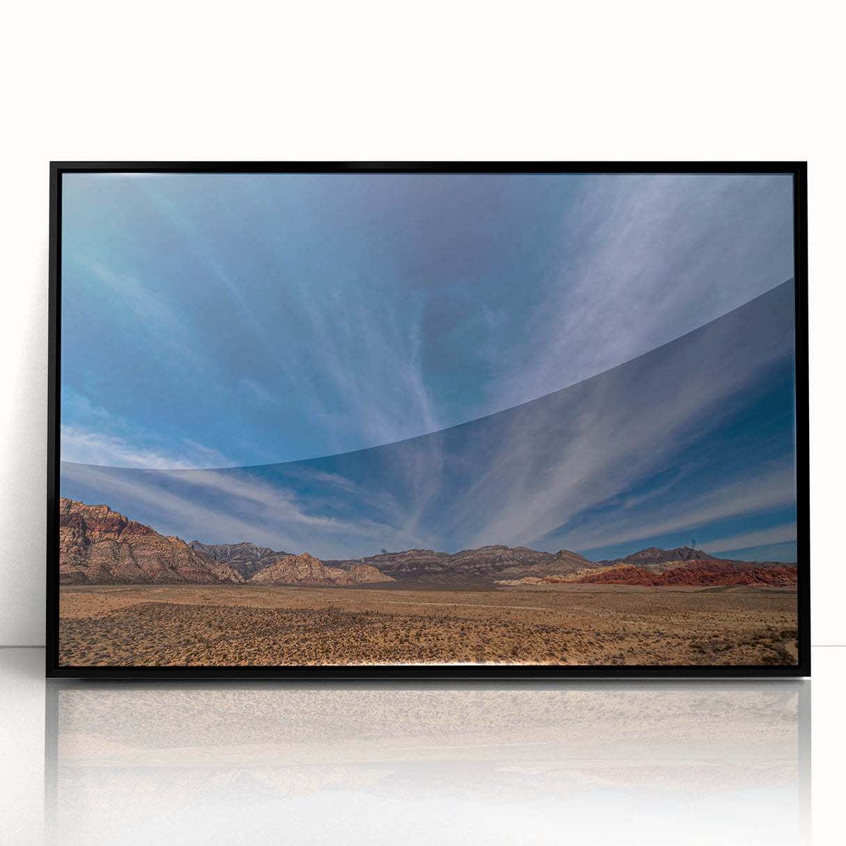Large abstract wall art depicting the Las Vegas skyline in muted black and gray tones, framed in acrylic.