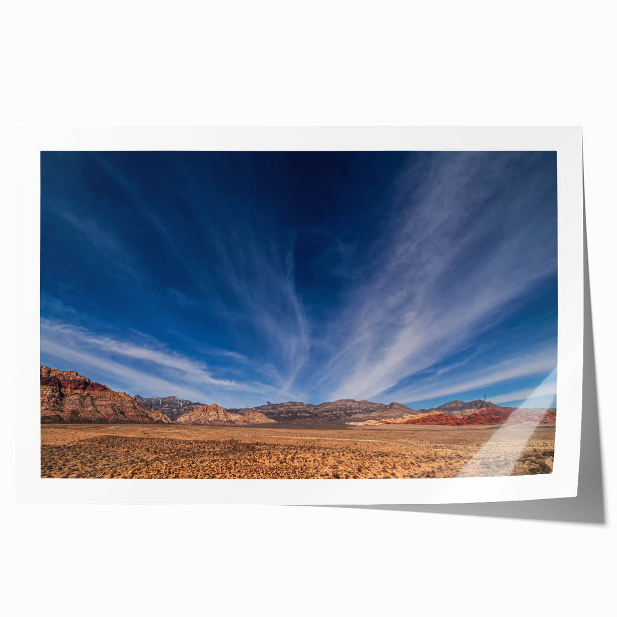 Extra large rolled print of the Las Vegas skyline in vibrant twilight hues, ideal for dining room wall art.