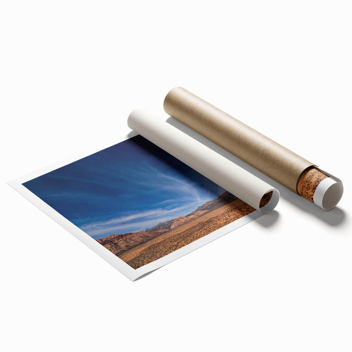 Extra large rolled print of Las Vegas scenery in muted earth tones, ideal for classy bathroom wall art.