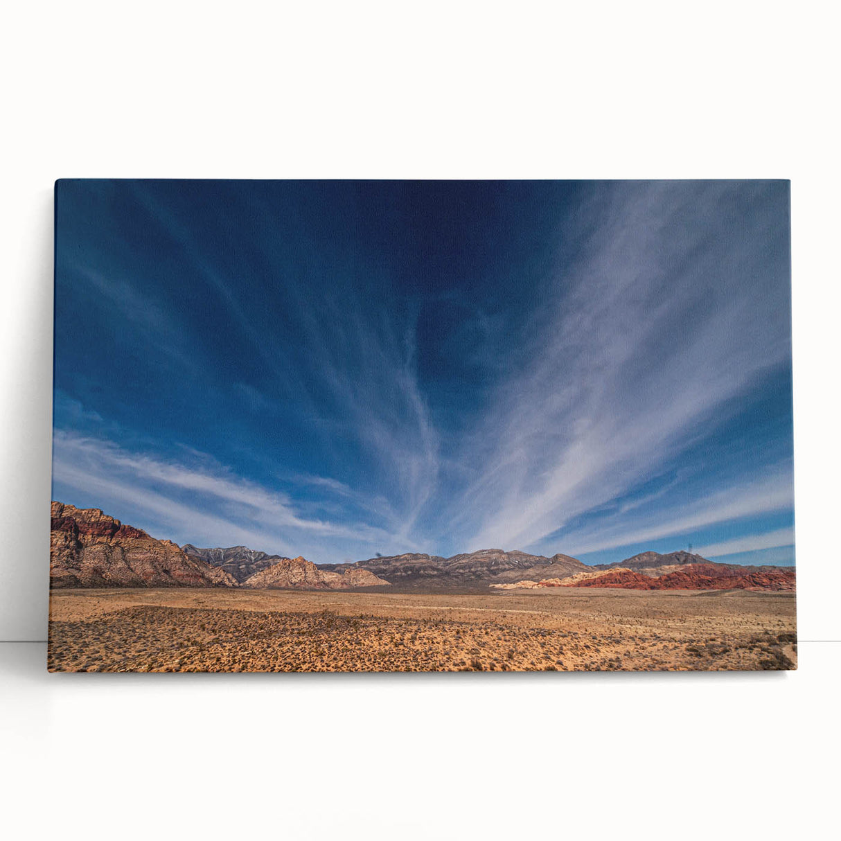 Black and white large art print of the Las Vegas skyline on stretched canvas, ideal for kitchen wall art or bedroom decor.