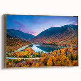 Framed canvas featuring a vintage-style landscape painting of New Hampshire in black and gold tones, ideal for bedroom decor.