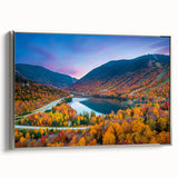 Landscape art painting of New Hampshire scenery on framed canvas, featuring silver hues with colorful accents.