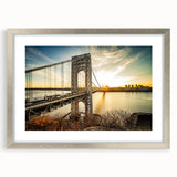 Textured abstract art print depicting a New Jersey scenery in muted earth tones on a framed silver mat.