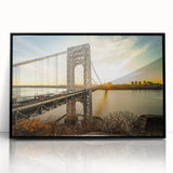 Large abstract wall art of New Jersey scenery in black and white, acrylic print in a black frame.