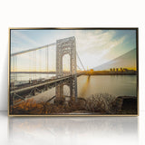 Framed acrylic print of a New Jersey scenery in mid-century modernist style, ideal for nursery wall art.