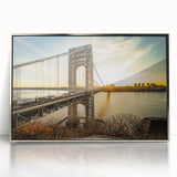 Mid-century modernist art depicting New Jersey scenery in muted earth tones on a framed acrylic panel.