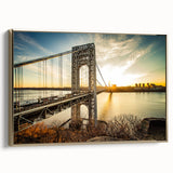Framed canvas depicting a vintage-style New Jersey landscape in black and gold tones, suitable for bedroom wall art.