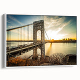 Vintage poster art of New Jersey scenery on a framed canvas, featuring colorful art with black accents.