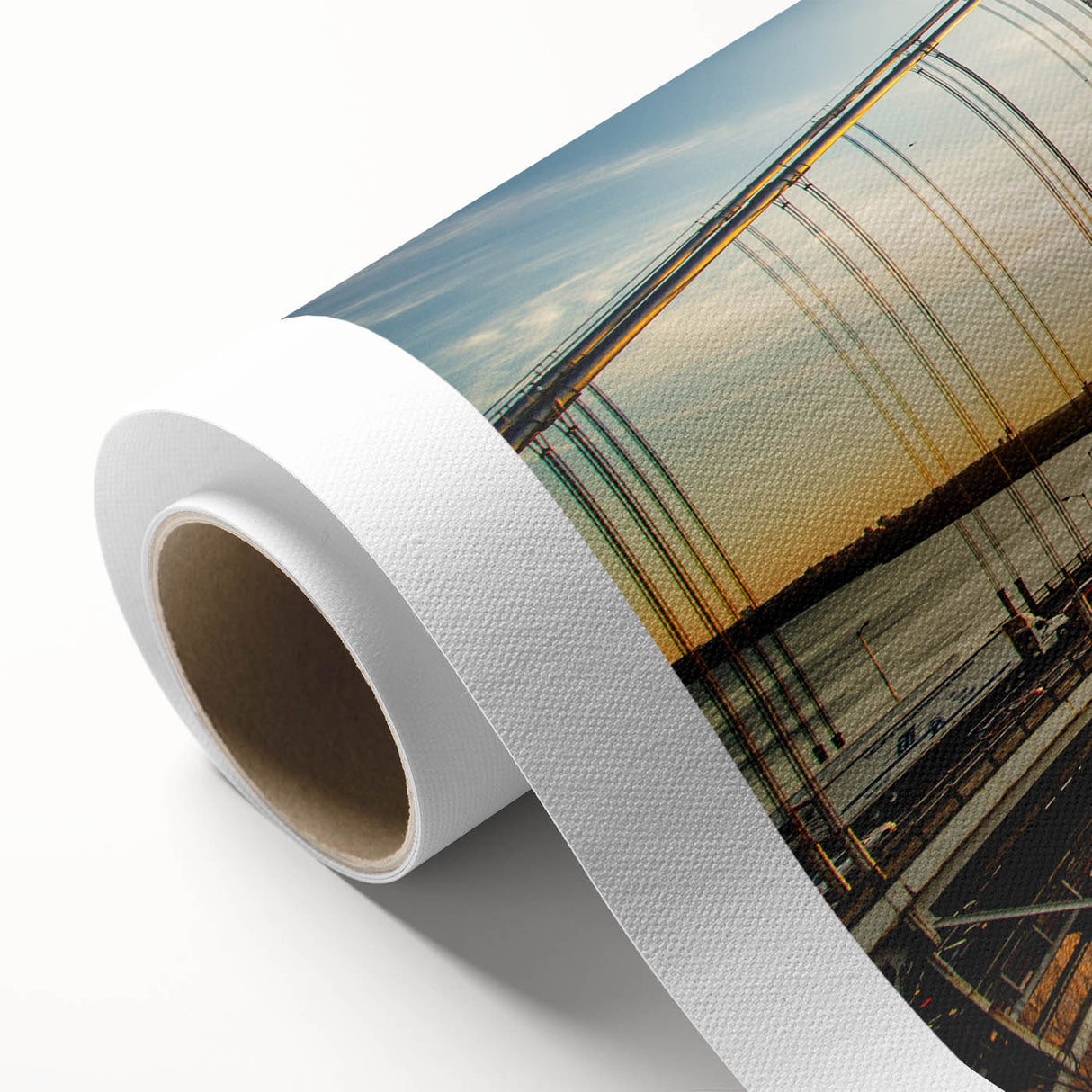 Art deco style poster of a New Jersey scenery in muted blue and beige tones on rolled canvas, ideal for nursery wall art.