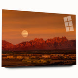 Large abstract wall art of a New Mexico landscape in muted earth tones on acrylic glass.