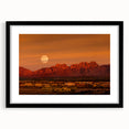 Extra large framed abstract art print depicting a textured, colorful New Mexico landscape, ideal for living room decor.