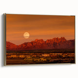 Framed canvas featuring a vintage-style New Mexico landscape in black and gold tones, ideal for bedroom wall art.