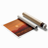 Extra large rolled print depicting New Mexico scenery with vibrant floral elements, ideal for classy bathroom wall art.