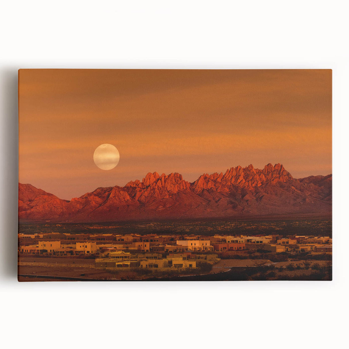 Black and white photograph of a New Mexico landscape on large stretched canvas, suitable for kitchen wall art.