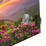 Mid-century modernist style large abstract wall art depicting the Blue Ridge in muted earth tones.