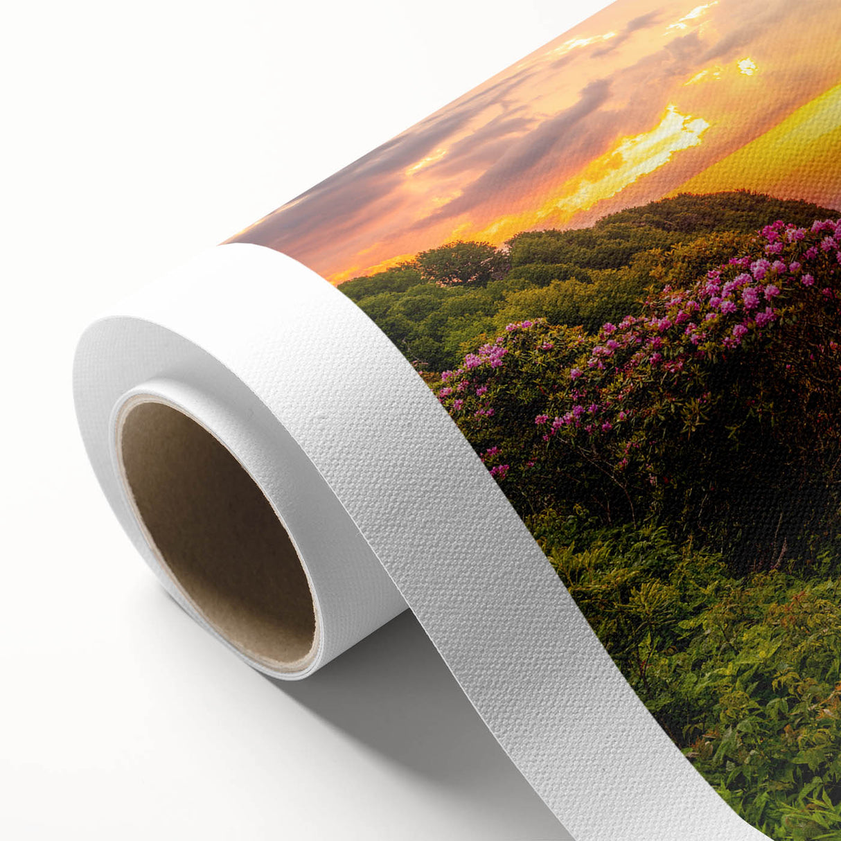 Art Deco poster of Blue Ridge, North Carolina landscape in pastel shades on rolled canvas, ideal for nursery wall art.