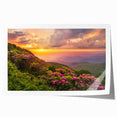 Blue Ridge Mountains landscape on rolled print, featuring soft blue and green hues.