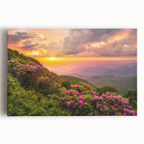 Black and white photography of Blue Ridge Mountains on stretched canvas, ideal for kitchen wall art.